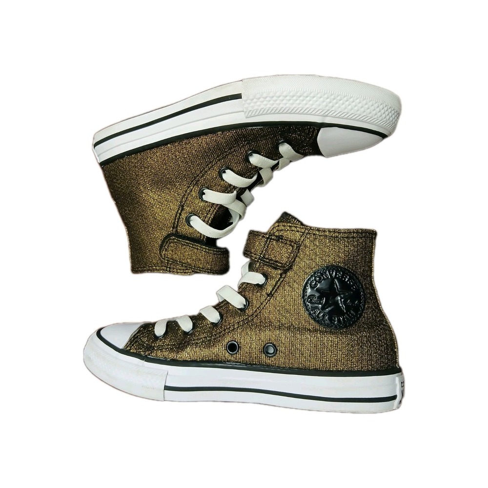 Converse Chuck Taylor All Star Hi Cooper Black Glittery Shoes Size 1 Youth #1421 - Picture 4 of 9